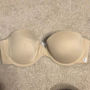 tan strapless bra